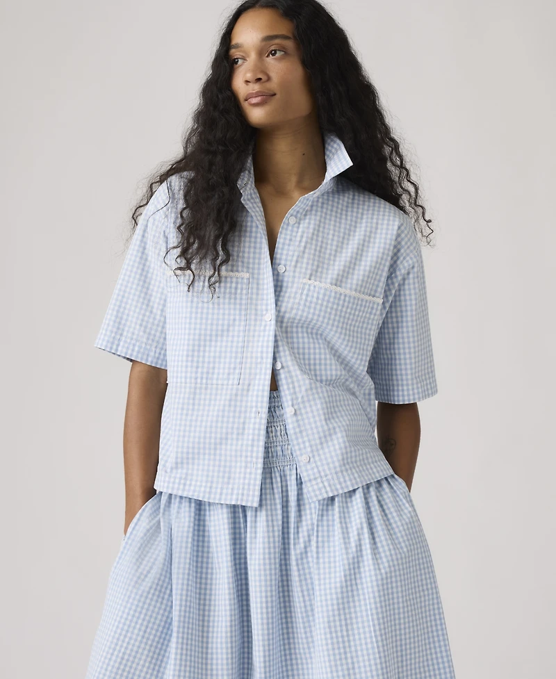 Levi's Women's Novelty Harlie Short-Sleeve Cotton Cropped Shirt