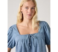Levi's Women's Darling Short-Sleeve Cutwork Cotton Blouse