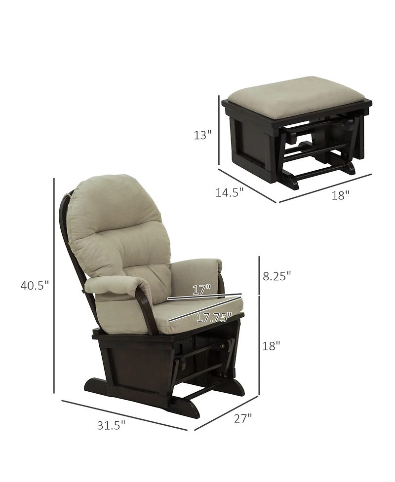 Boyel Living Nursery Glider Rocking Chair with Ottoman and Thick Padded Cushion