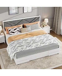 gaomon Full Upholstered Bed Frame with Tufted Design & Soft Headboard, Wood Slats, No Box Spring, Stable & Quiet