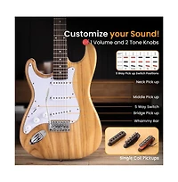 Pyle 39.2'' St Style Left-Handed Electric Guitar Kit with 5W Amplifier