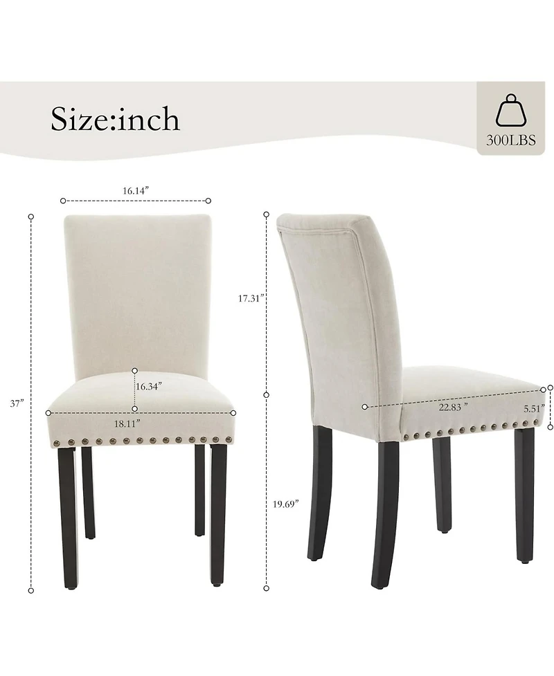 gaomon Persons Dining Chairs Set of 2, Upholstered Fabric Chairs with Nailhead Trim