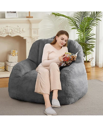 gaomon Giant Bean Bag Chair, Faux Fur Stuffed Bean Bag Couch with Filler, Bean Bag Chair for Adults, Big Lazy Sofa Floor Sofa