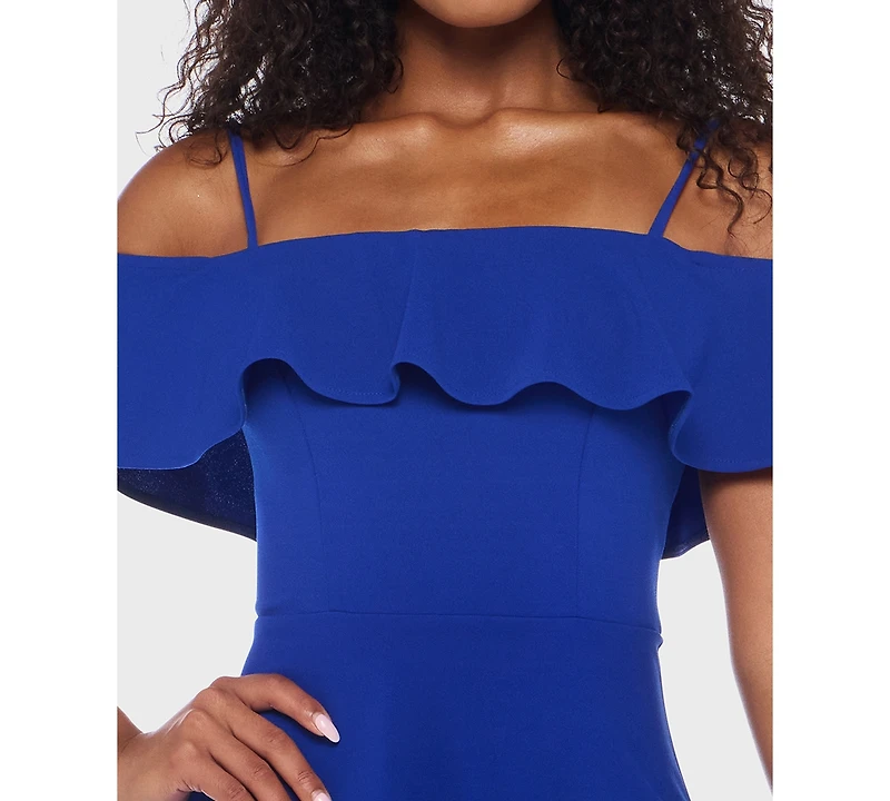 B Darlin Juniors' Ruffled Off-The-Shoulder Dress