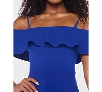 B Darlin Juniors' Ruffled Off-The-Shoulder Dress