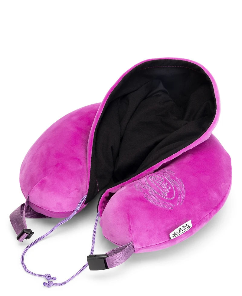 Von Dutch Pinstripe Hooded Memory Foam 11" Travel Neck Pillow