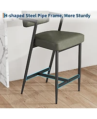 gaomon Bar Stools Set of 4 with Armrests,Counter Height Bar Stools of 4 with Backrest,Footrest,Thick Cushion and Thickened Metal Legs for Island