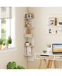 Slickblue 5 Tier Corner Wall Shelf Floating Organizer for Books & Decor