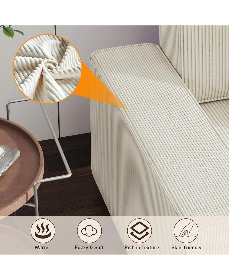 gaomon 70" Oversized Cloud Couch, Mid-Century Chenille Sofa with Usb and Side Pockets, Deep Seat