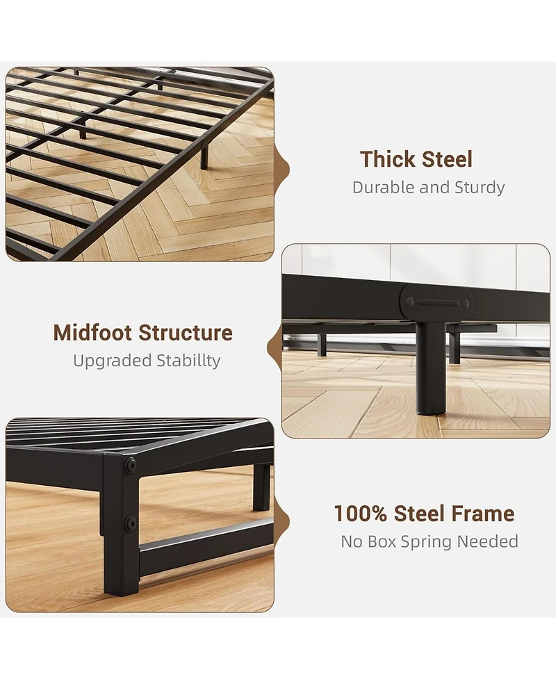 gaomon Low Bed Frame Heavy Duty Metal Platform, Mattress Foundation, Noise-Free, No Box Spring Needed, Easy Assembly, Non-Slip