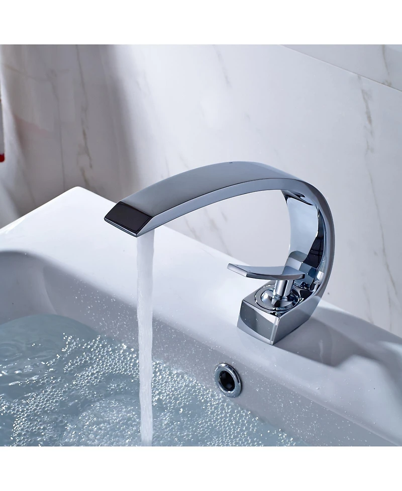 Busdays Chrome Bathroom Faucet,Faucet for Bathroom Sink, Single Hole Bathroom Faucet Modern Single Handle Vanity Basin Faucet