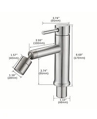 Busdays Brushed Nickle Bathroom Faucet for 2 Mode Faucet for Bathroom Sink with 360degree(s) Rotating Aerator