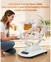 gaomon Electric Baby Swing with 5 Motion Modes, 5 Speeds, Remote Control, Seat, 5-Point Harness