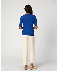 Cable & Gauge Women's Elbow Sleeve Crewneck Sweater