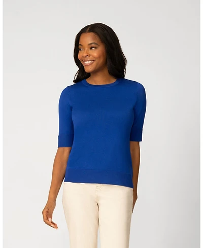 Cable & Gauge Women's Elbow Sleeve Crewneck Sweater