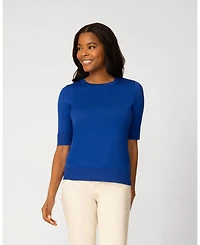 Cable & Gauge Women's Elbow Sleeve Crewneck Sweater