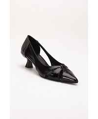 Forever and Always Shoes Women's Sidal Kitten Heel Leather Pumps
