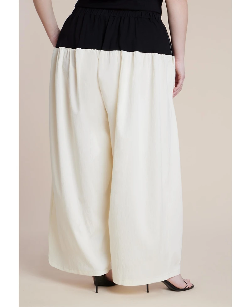 Eloquii Women's Plus Colorblocked Wide Leg Pant