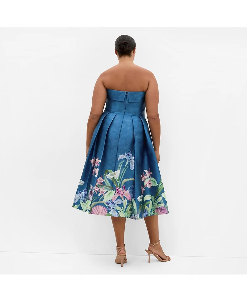 City Chic Plus Tiffany Bloom Strapless Midi Dress