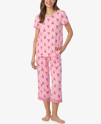 Cuddl Duds Women's Short-Sleeve Top and Cropped Pajama Pants, 2-Piece Set