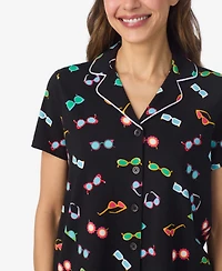 Cuddl Duds Women's Short-Sleeve Top and Pull-On Pajama Shorts, 2-Piece Set