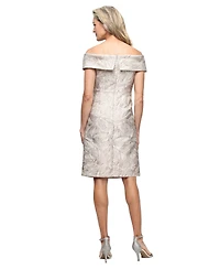 Alex Evenings Women's Off-The-Shoulder Jacquard Dress