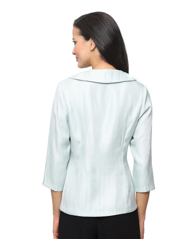 Alex Evenings Women's Shimmer Ruffle Neck Blouse