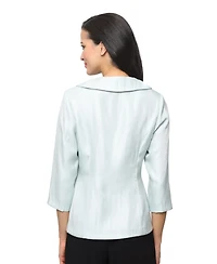 Alex Evenings Women's Shimmer Ruffle Neck Blouse