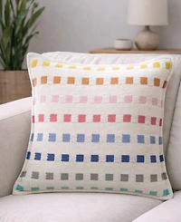 Vibhsa Playful Checks Handloom Woven Decorative Pillows, 20" x 20"