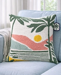 Vibhsa Sunset at the Beach Cotton Needle-Punch Decorative Pillow, 20" x 20"