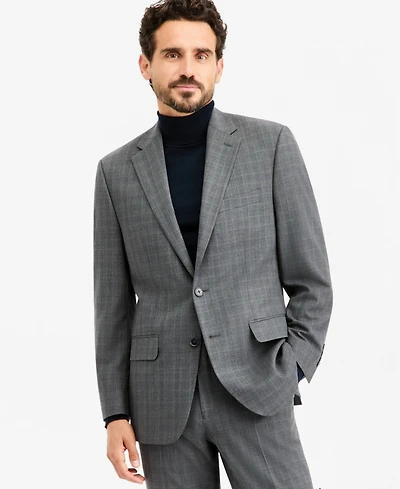 Tallia Men's Classic-Fit Gray & Blue Check Suit Separate Jacket