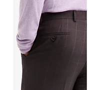 Tallia Men's Classic-Fit Brown & Blue Check Suit Separate Pants