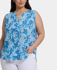 Nydj Plus Sleeveless Pintuck Top