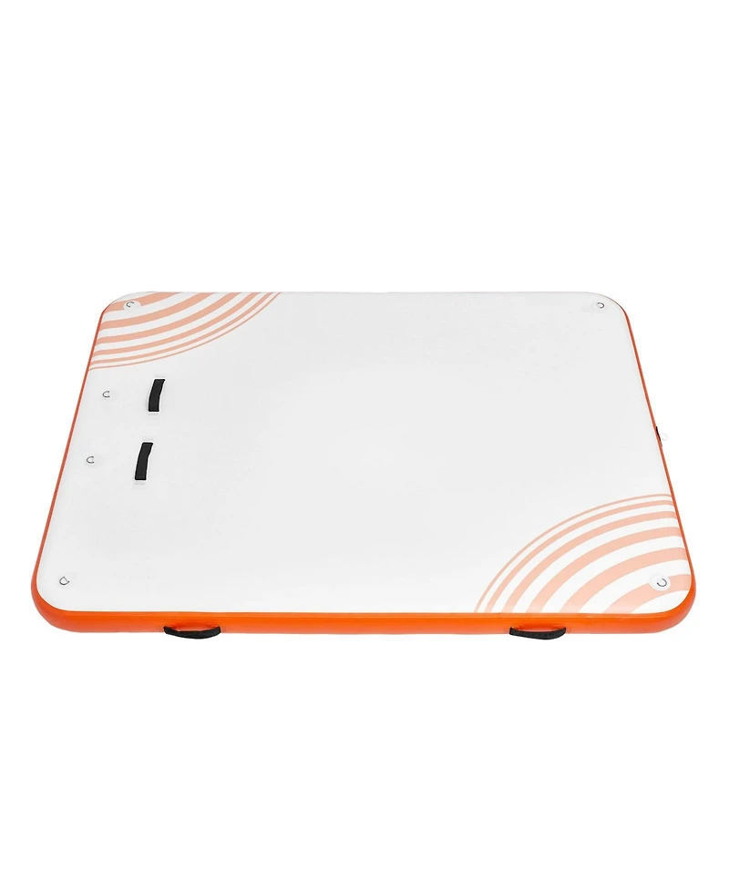 Mecale 8 x 6 Ft Inflatable Floating Dock Platform with Non-Slip Surface and Ladder