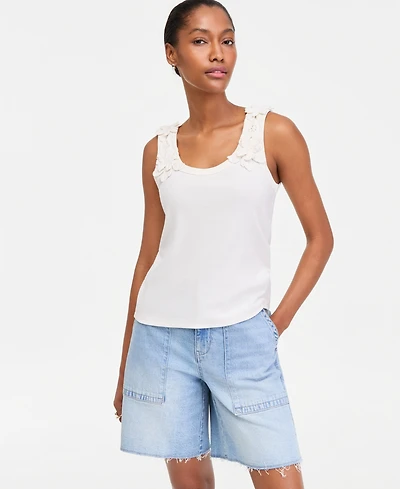 On 34th Women's Scoop-Neck Floral Crochet Tank Top, Macy's Exclusive