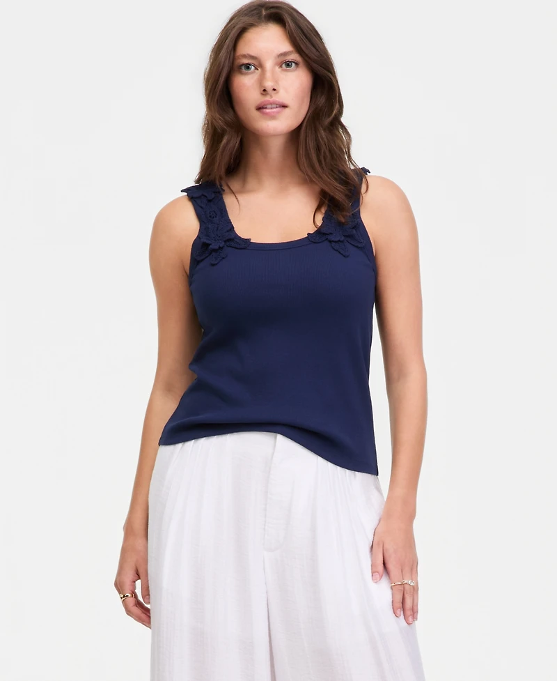 On 34th Women's Scoop-Neck Floral Crochet Tank Top, Macy's Exclusive