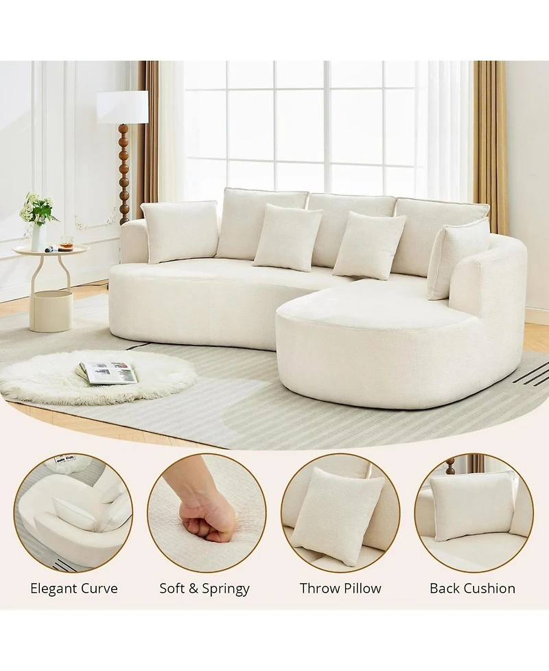 gaomon Sectional Cloud Modular Modern Curved Sofa with Chaise Lounge Chenille Fabric Convertible Compression Sleeper Sofa