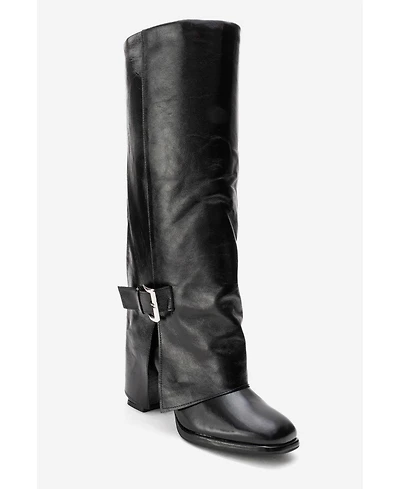 Forever & Always Shoes Women's Lojo Leather Block Heel Boot