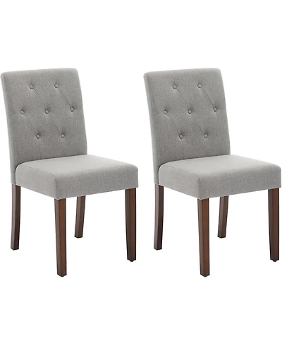 gaomon Upholstered Dining Chairs Set Modern Linen Parsons Chairs with Wood Legs