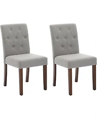 gaomon Upholstered Dining Chairs Set Modern Linen Parsons Chairs with Wood Legs