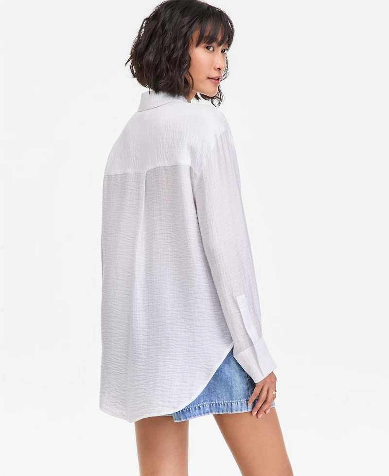 On 34th Women's Gauze Relaxed Button-Down Shirt, Macy's Exclusive