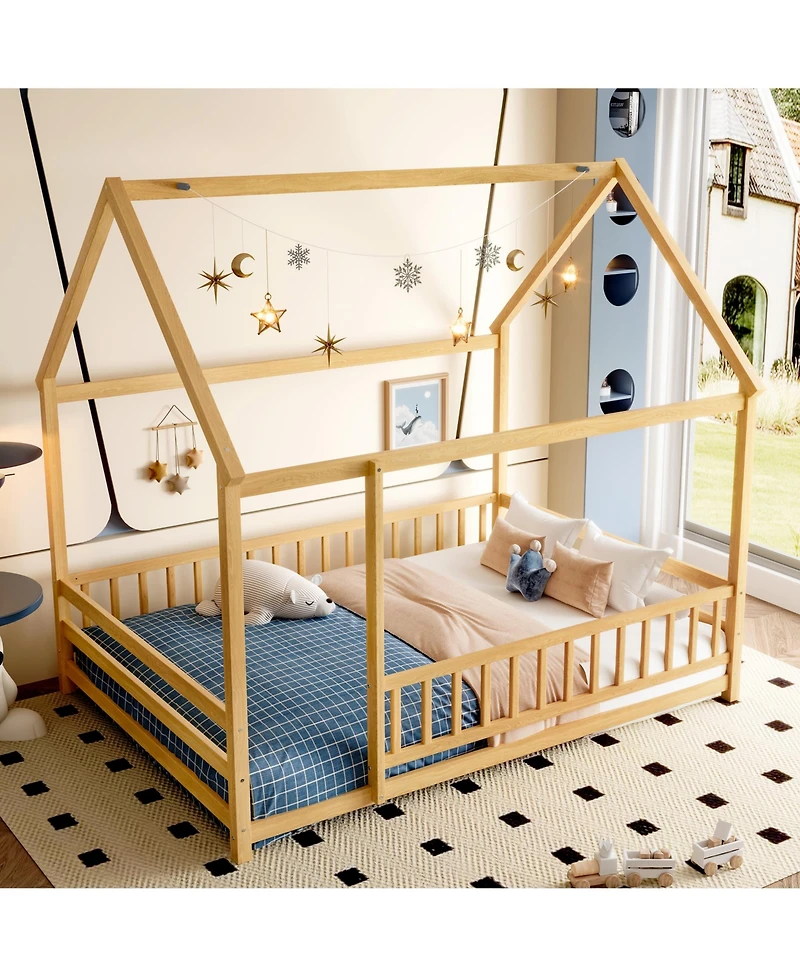 flynama Wooden Floor Bed House Roof Frame Fence Guardrails