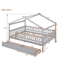 flynama Wooden House Bed Two Drawers