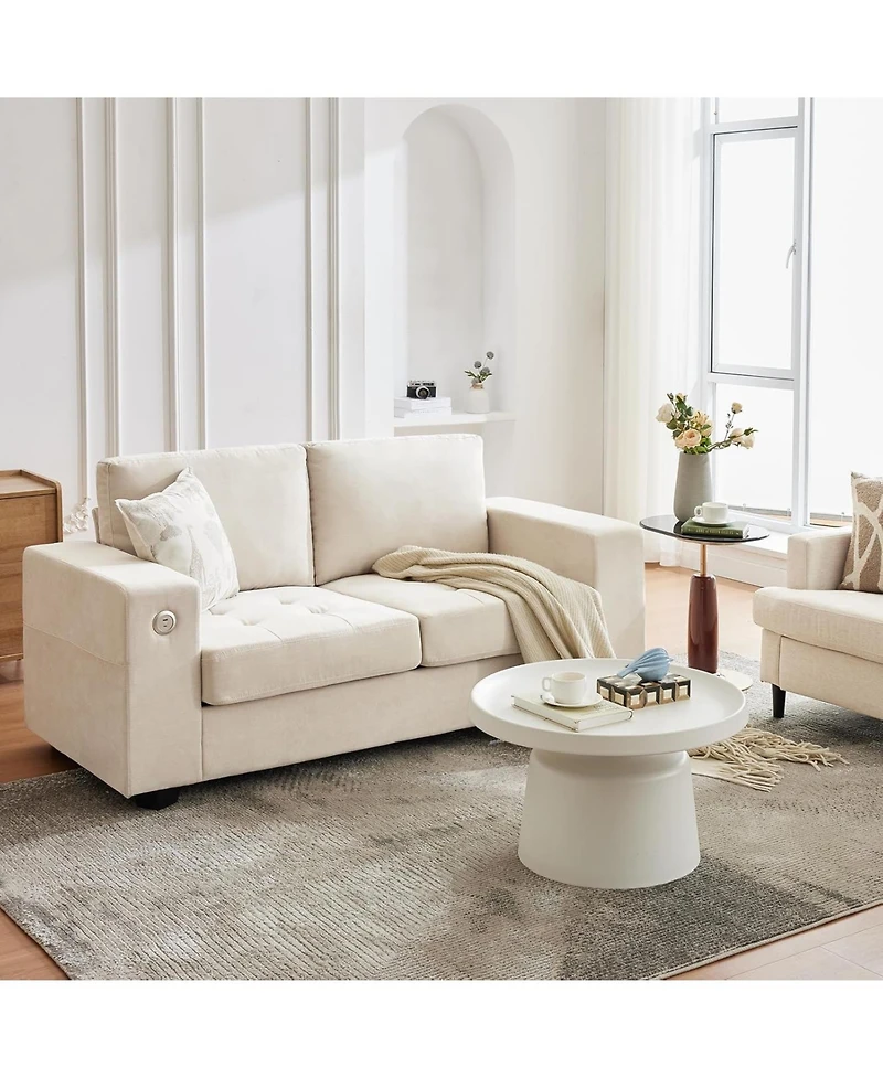 gaomon 70" Oversized Cloud Couch, Mid-Century Chenille Sofa with Usb and Side Pockets, Deep Seat