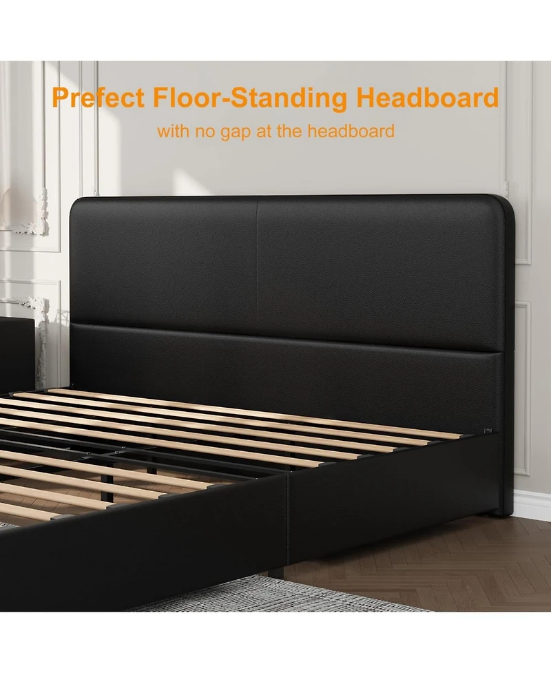 gaomon Full Size Double Drawer Soft Bag Bed, Pu Upholstered Bed with Spacious Storage, Soft and Comfortable Mattress, No Box Spring Needed