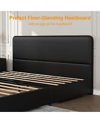 gaomon Full Size Double Drawer Soft Bag Bed, Pu Upholstered Bed with Spacious Storage, Soft and Comfortable Mattress, No Box Spring Needed