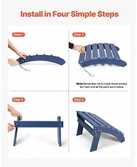 Foldable Hdpe Outdoor Adirondack Ottoman in Vibrant Blue