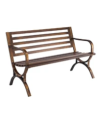 Gouun Carbon Steel Outdoor Bench with Slatted Backrest