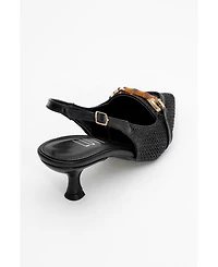 Prologue Shoes Women's Osca Pointed Toe Buckled Slingback Pump