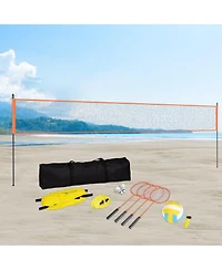 Mecale Volleyball and Badminton Combo Set with Adjustable Net and Carry Bag